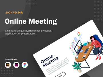 Businesswoman do online meeting illustration.