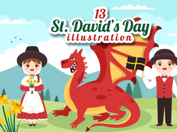13 Happy St David's Day Illustration