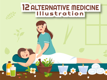 12 Alternative Medicine or Herbal Cure Illustration
