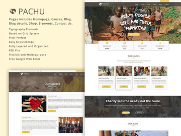 Pachu - Charity, NGO, Non Profit website PSD template