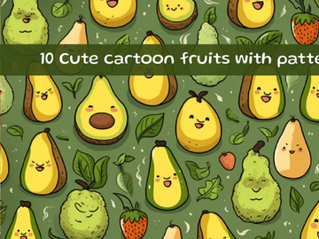 Cute cartoon fruits with pattern