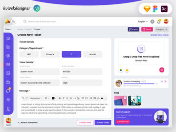 Admin Create New Support Ticket Page Web UI Template