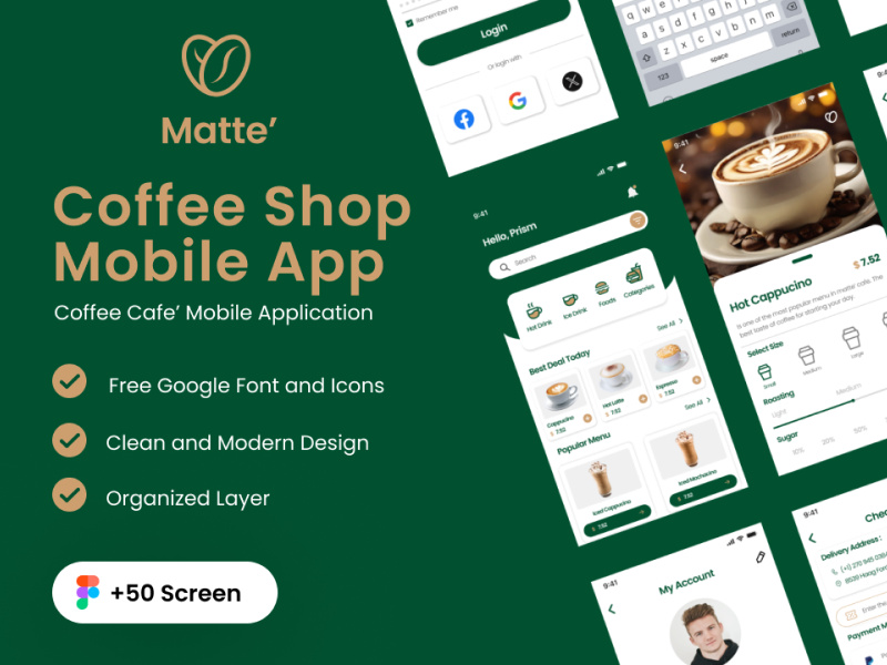 Matte - Coffee Shop Mobile App UI Kit by Codeluxy ~ EpicPxls