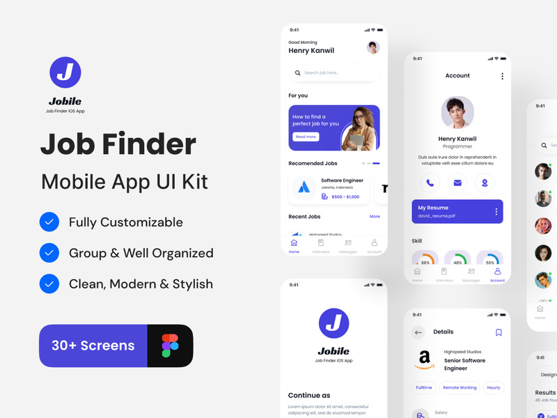 Jobile - Job Finder App Ui Kit by Zee UI ~ EpicPxls