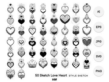 Sketch Love Heart Element Draw Black