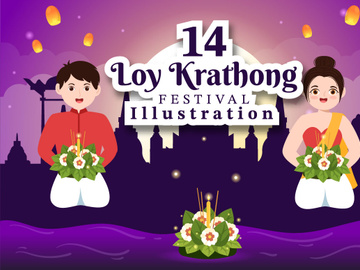 14 Loy Krathong Festival Illustration