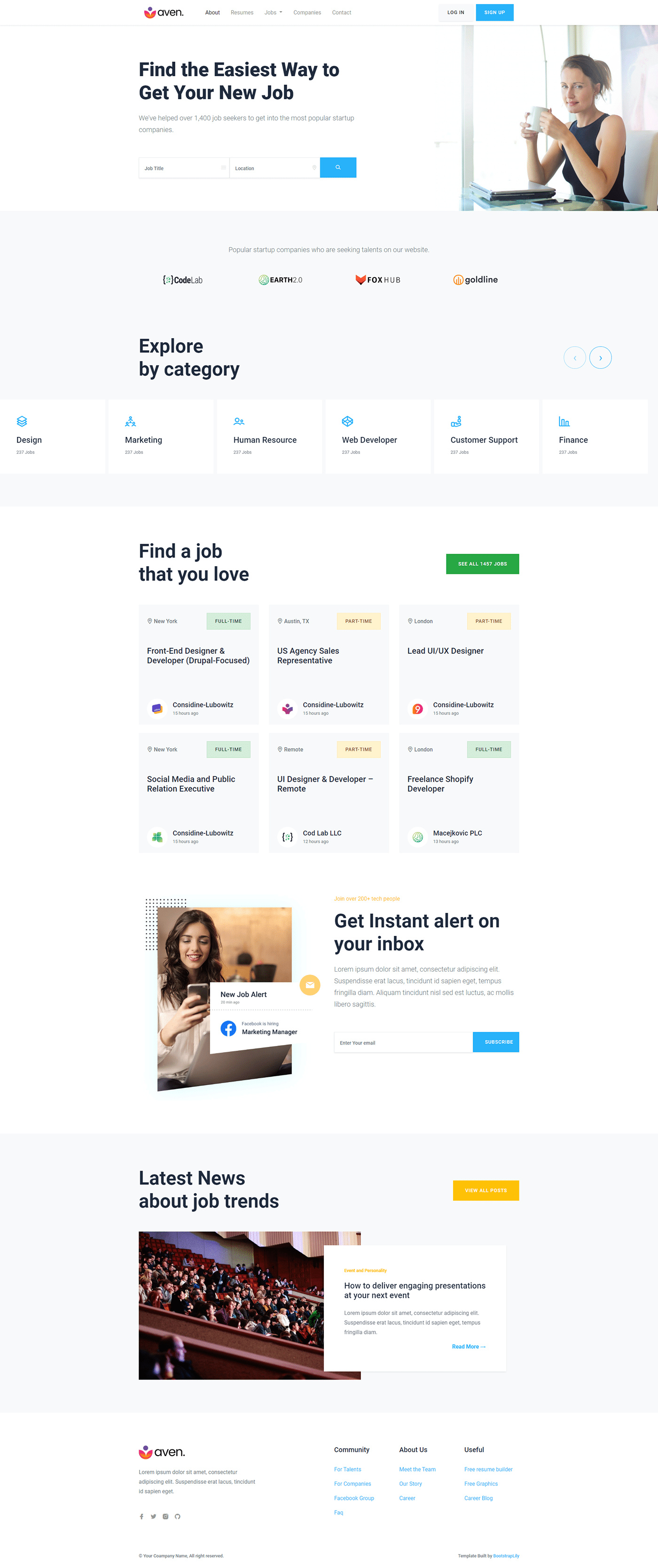 招聘会Bootstrap免费模板(Job Board Bootstrap Free Template)插图