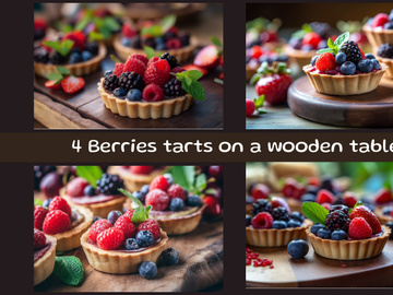 Berries tarts on a wooden table