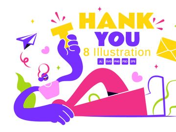 8 Thank You Vector Illustration