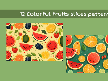 Colorful fruits slices pattern