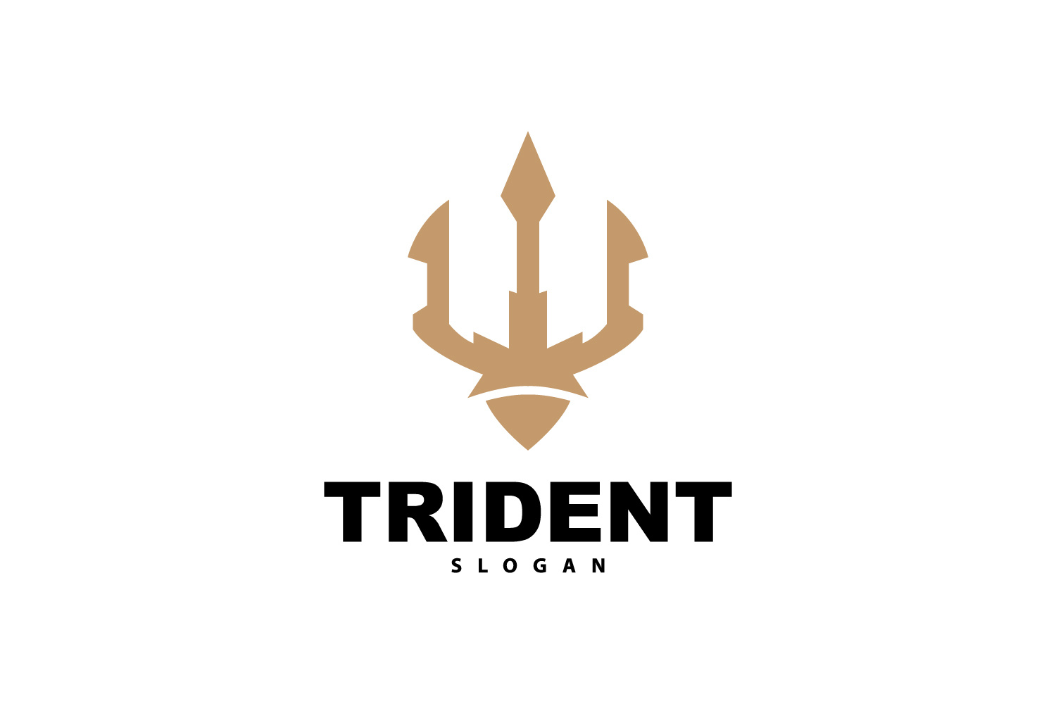 Neptune Poseidon Trident Logo, Spear Simple Vintage Template Design