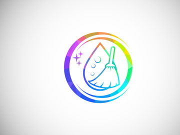 Low Poly Cleaning Service Logo Design Template, Cleaning Company Logo Sign Symbol.