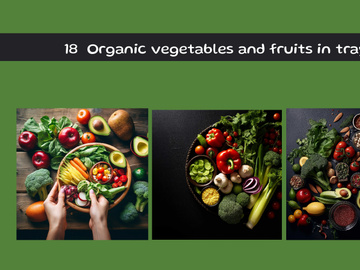 Organic vegetables and fruits in tray