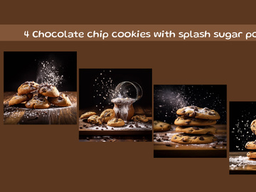 Chocolate chip cookies with splash sugar powder
