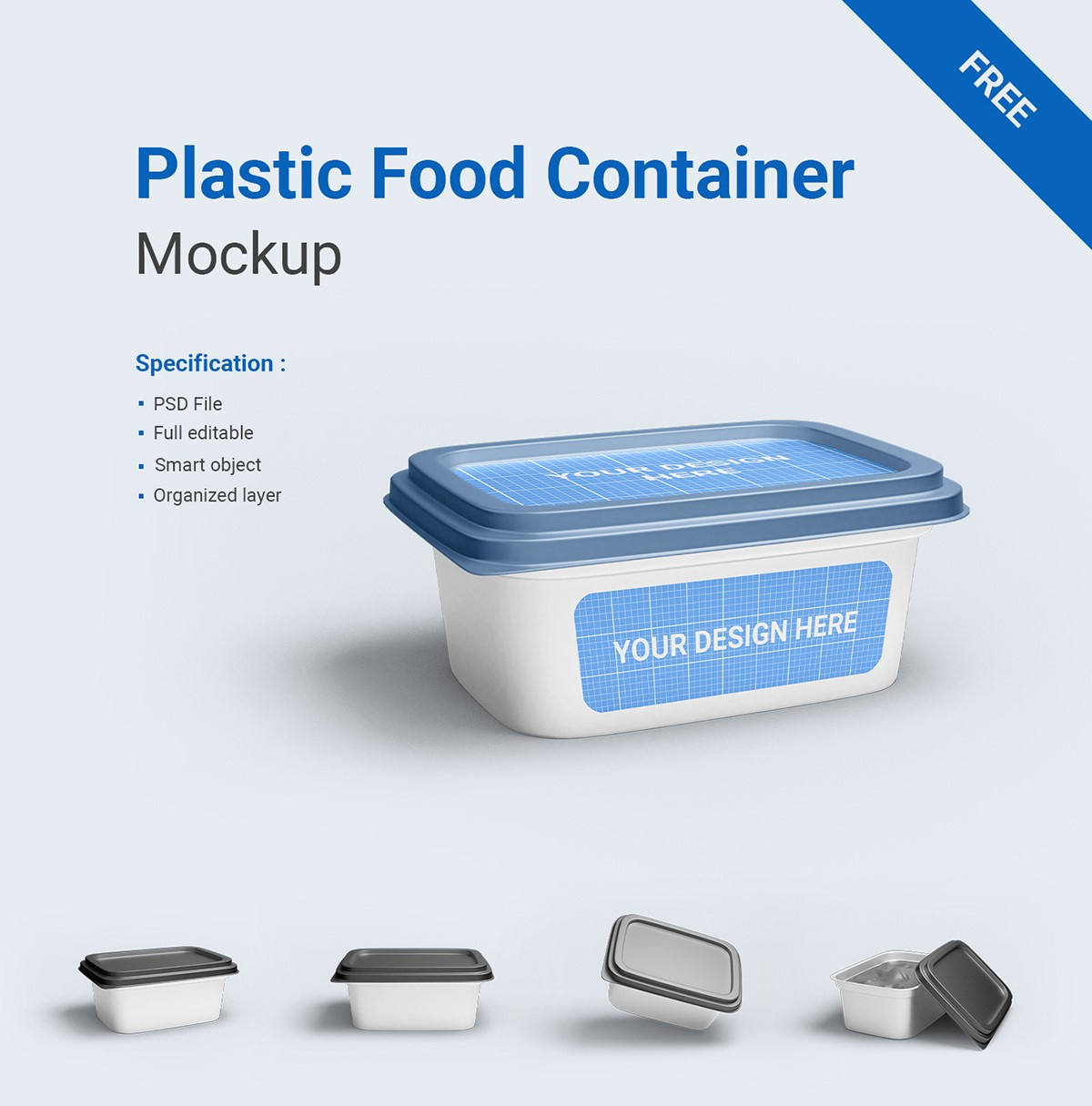 免费塑料食品容器模拟图(Free Plastic Food Container Mockup)插图