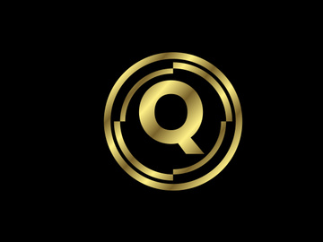 Golden English alphabet with golden circle frames. English alphabet, vector illustration