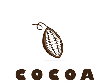 cocoa logo,cocoa bean,cocoa tree,cocoa branches and leaves,chocolate mix on white background,vintage,modern,simple,minimalist icon illustration template design vector