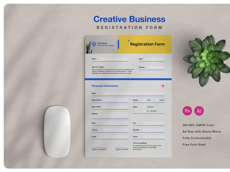 Creative Business Registration Form by Blancalab Studio ~ EpicPxls