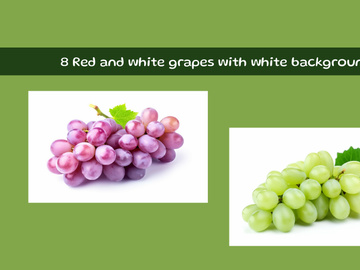 Red and white grapes with white background