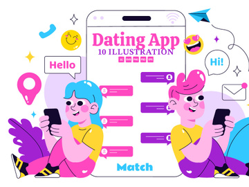 10 Online Dating App Illustration