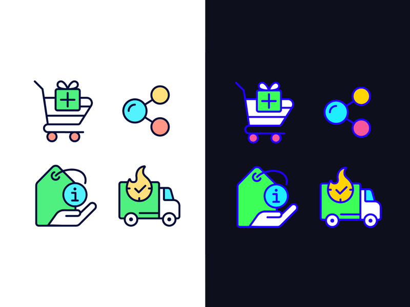Buying Products On Internet Color Icons Set By Bsd Studio EpicPxls