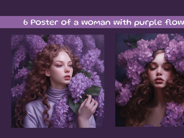 Poster of a woman with purple flowers