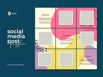 Social Media Post Template Instagram Puzzle Vector