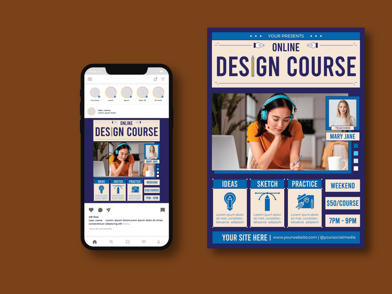 Online Design Course Flyer by iDoodle ~ EpicPxls
