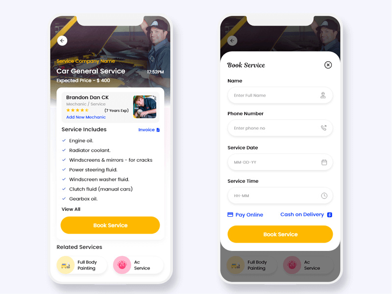 Bike and Car Service Booking Mobile App UI Kit by EpicPxls