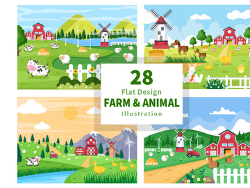 28 Cute Cartoon Farm Animals Illustration