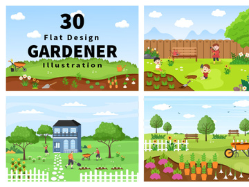 30 Farm Gardener Background Vector