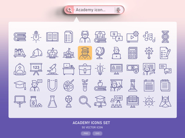 Academy and online education icon set