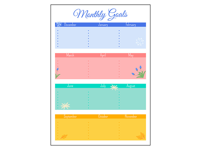 Monthly goals grid creative planner page design by The Img ~ EpicPxls
