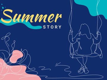 Summer Journey Flat Illustration abstract background line art