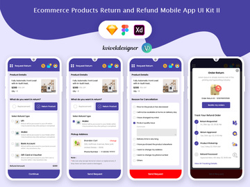 Ecommerce Product Return and Refund Mobile App UI Kit Version 2