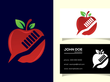 Apple and toothbrush combination logo sign symbol in flat style on white background