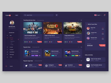 Gaming Dashboard Dark UI