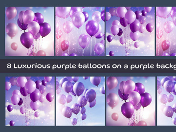 Luxurious purple balloons on a purple background