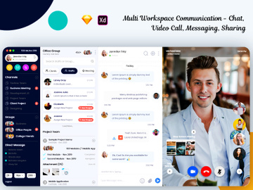 Multi Workspace Communication - Chat, Video Call, Messaging, Sharing Website Template
