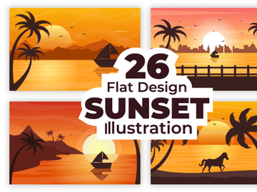 26 Sunset landscape Background Illustration