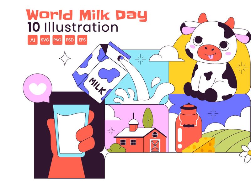 10 World Milk Day Illustration by denayuneep ~ EpicPxls