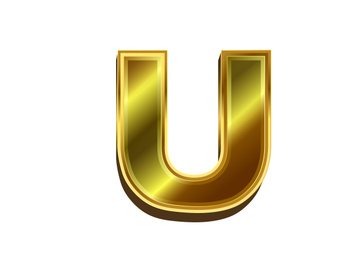 3d golden letter. Luxury gold English alphabet on white background