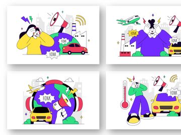 10 Noise Pollution Vector Illustration