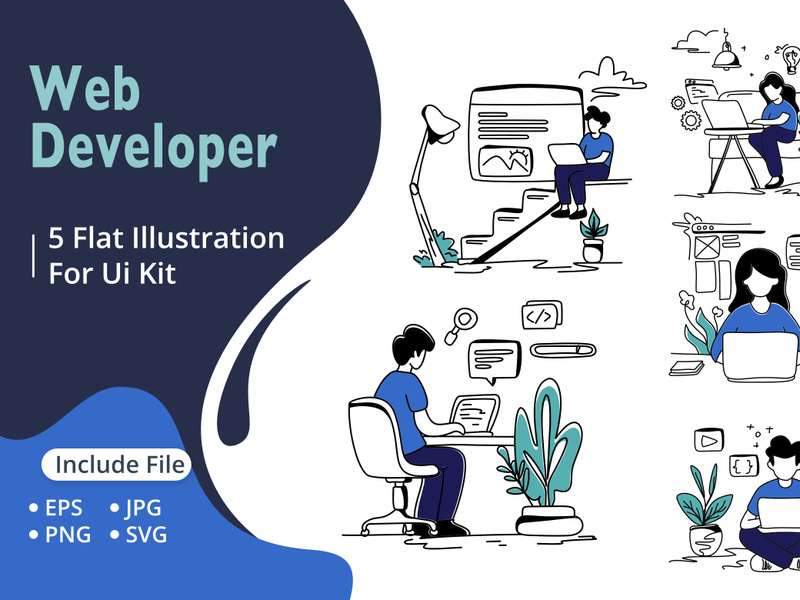 Flat Illustration of a web developer by Twiri ~ EpicPxls