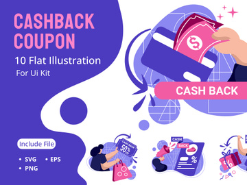 cashback coupon icon flat Illustration for 50% off get vouchers discounts