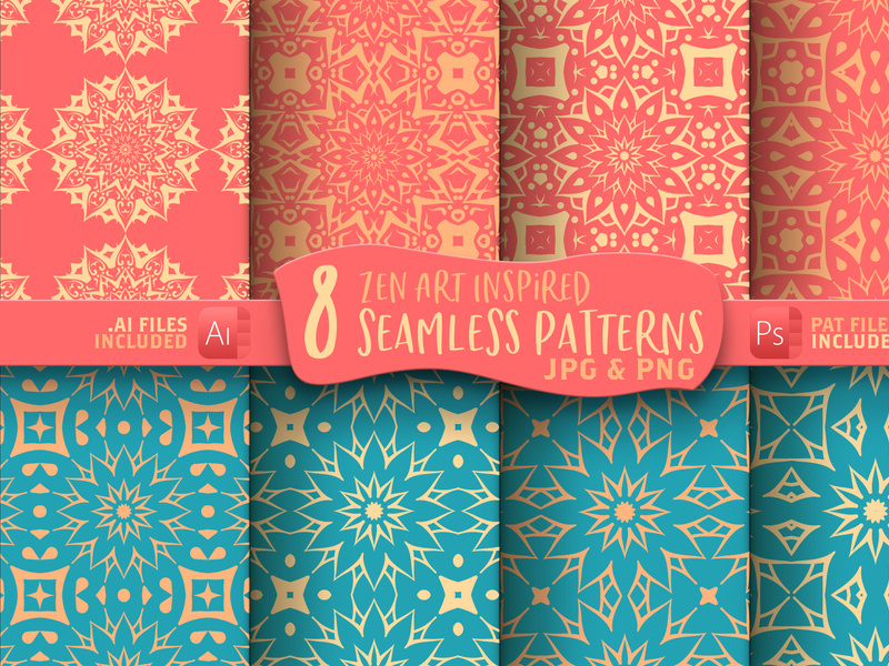 Mandala Seamless Digital Paper Patterns Graphic by iBearToo ~ EpicPxls