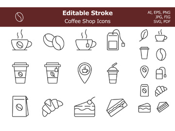 Coffee Shop Line Icons Set