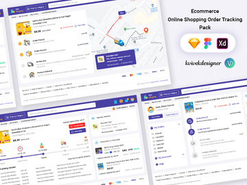 Ecommerce Online Shopping Order Tracking Screens Website Template Pack