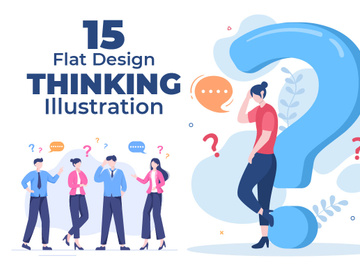 15 People Thinking Problem Solving Illustration