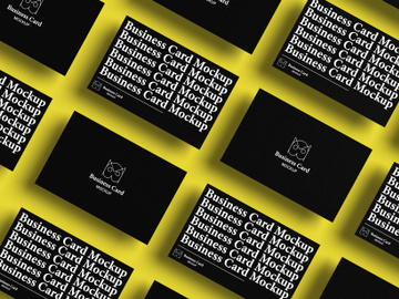 Top view premium business card PSD mockup